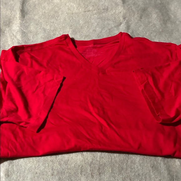 Tommy Hilfiger Bold Red V-Neck Tee - Picture 3 of 4
